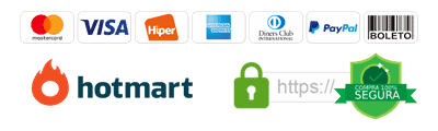 Bandeiras de cartões e compra segura pela Hotmart